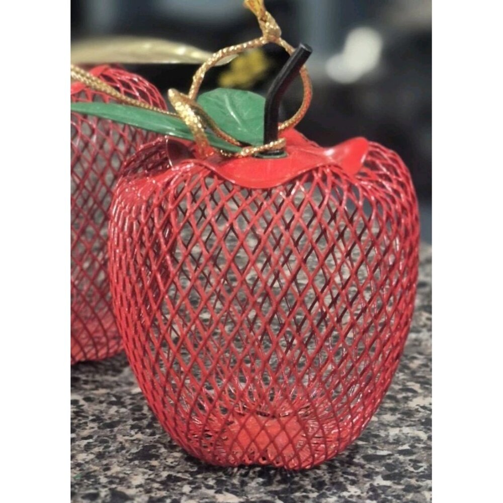Set Of (4) Vintage Apple Ornament Potpourri Holder Teacher Gift Christmas Tree - Picture 10 of 11